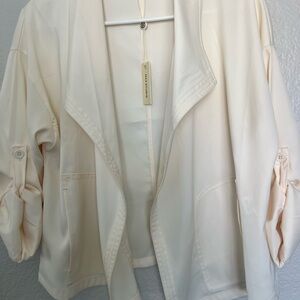 Max Studio Cream Blazer with Waterfall Collar